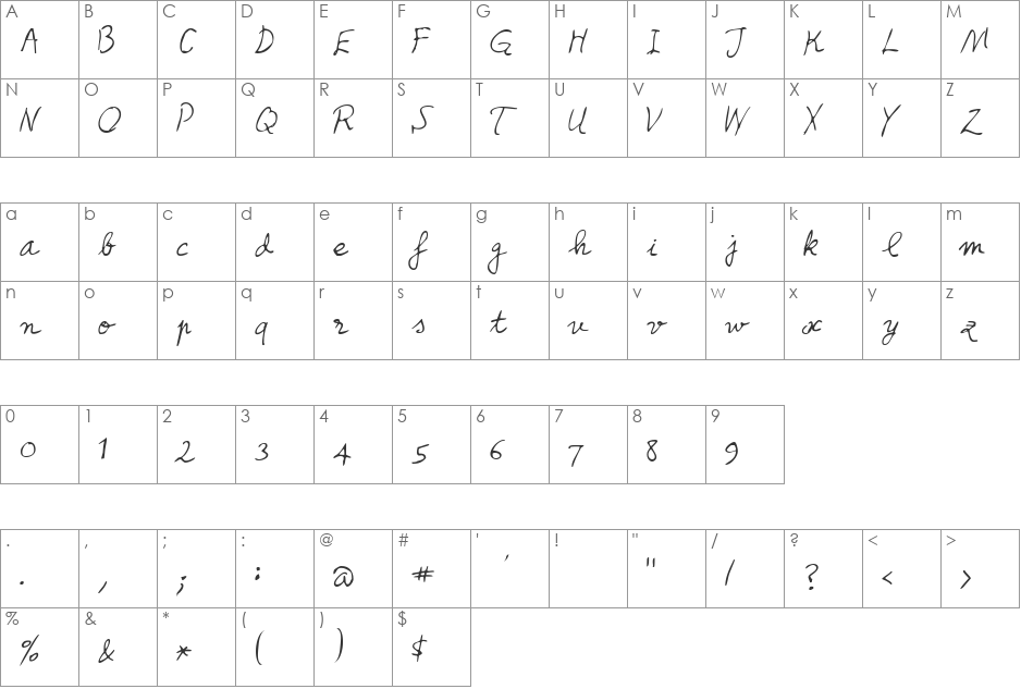 Honcho font character map preview