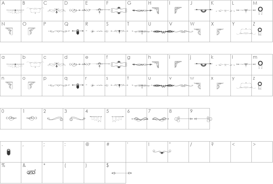 Honey Moon font character map preview