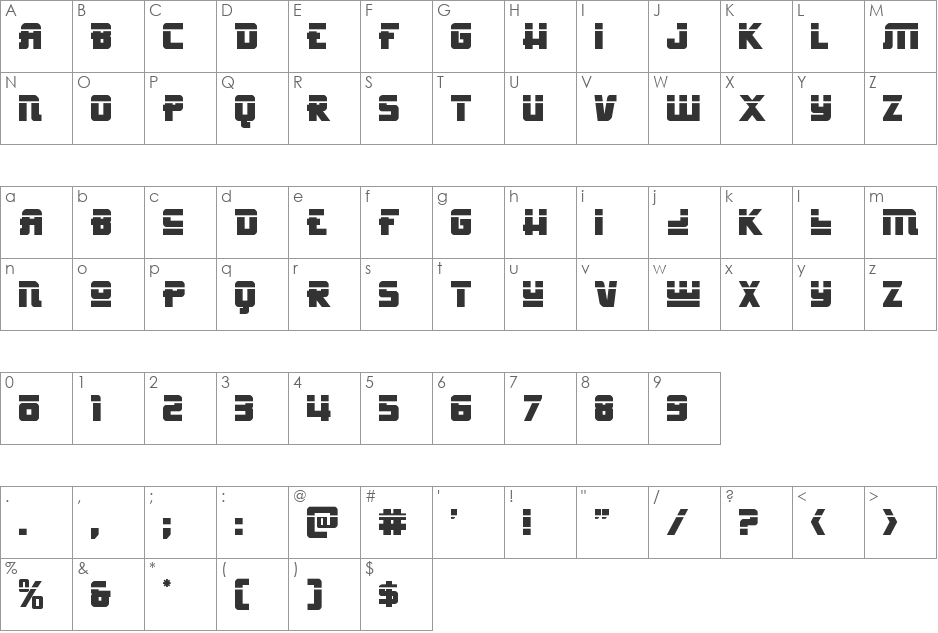 Hong Kong Hustle Laser font character map preview