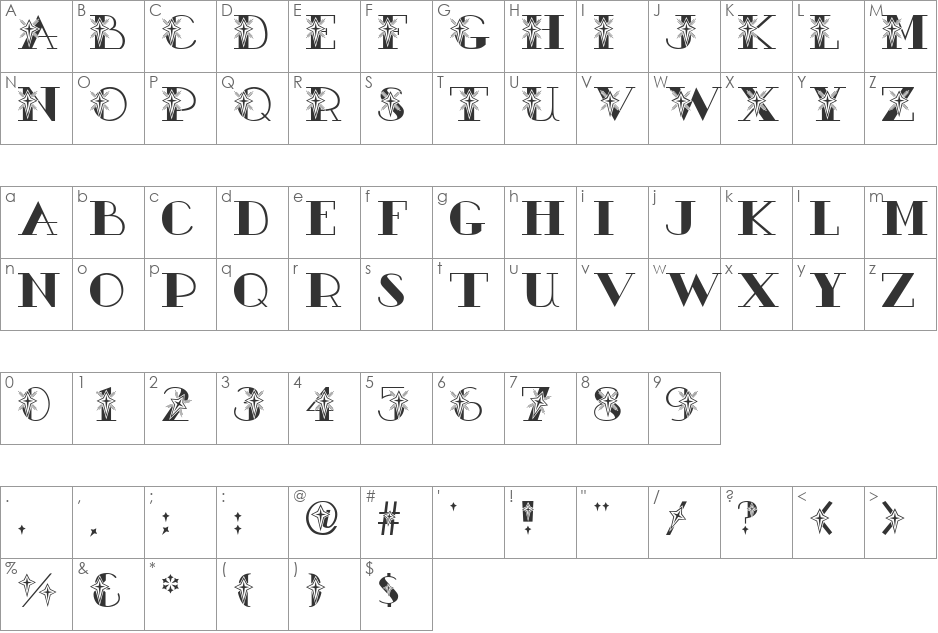 AC1-Star font character map preview