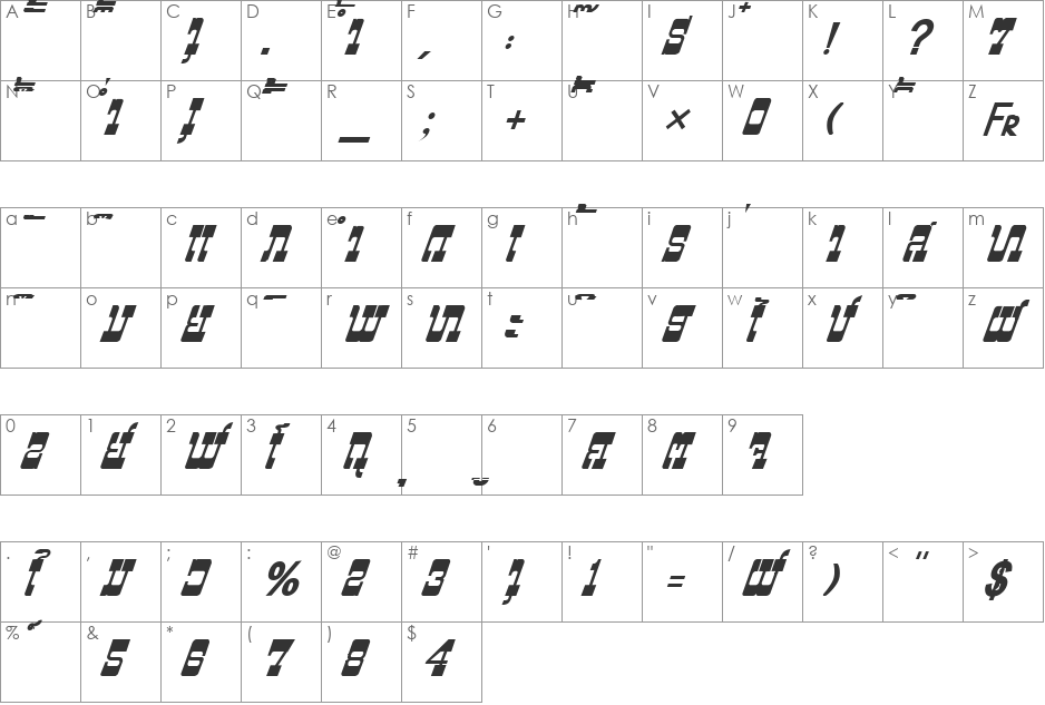 HONGKAD16 font character map preview