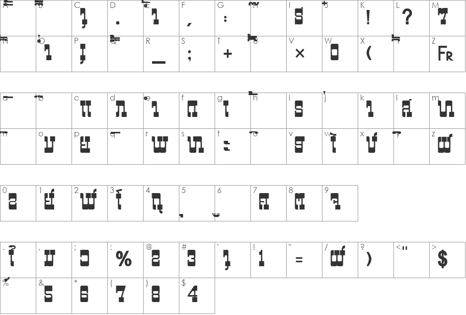 HONGKAD6 font character map preview