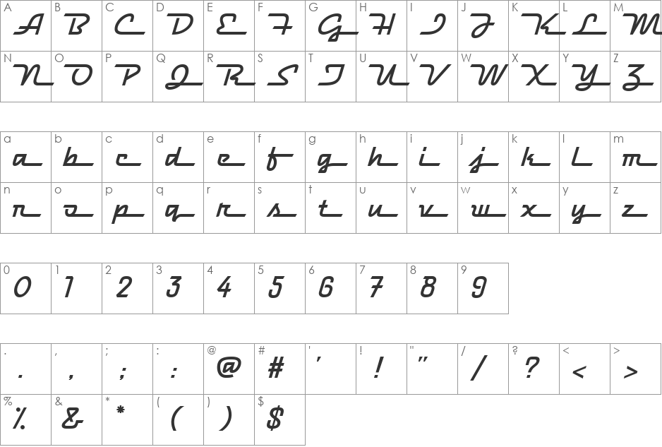 Hood Ornament font character map preview