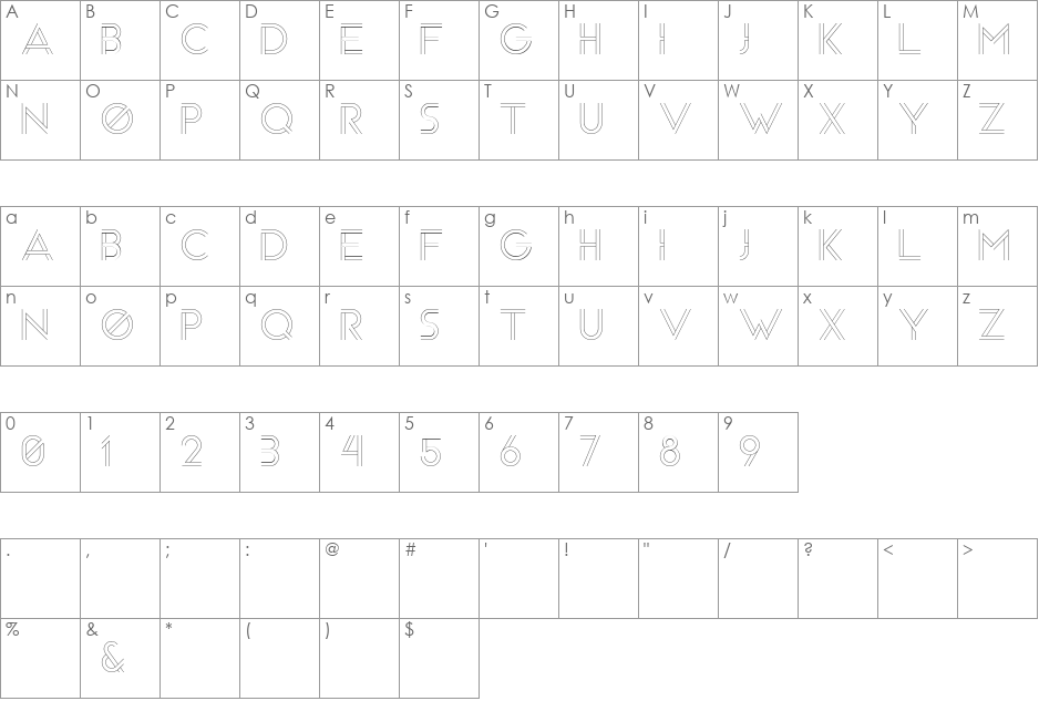 Arenq font character map preview
