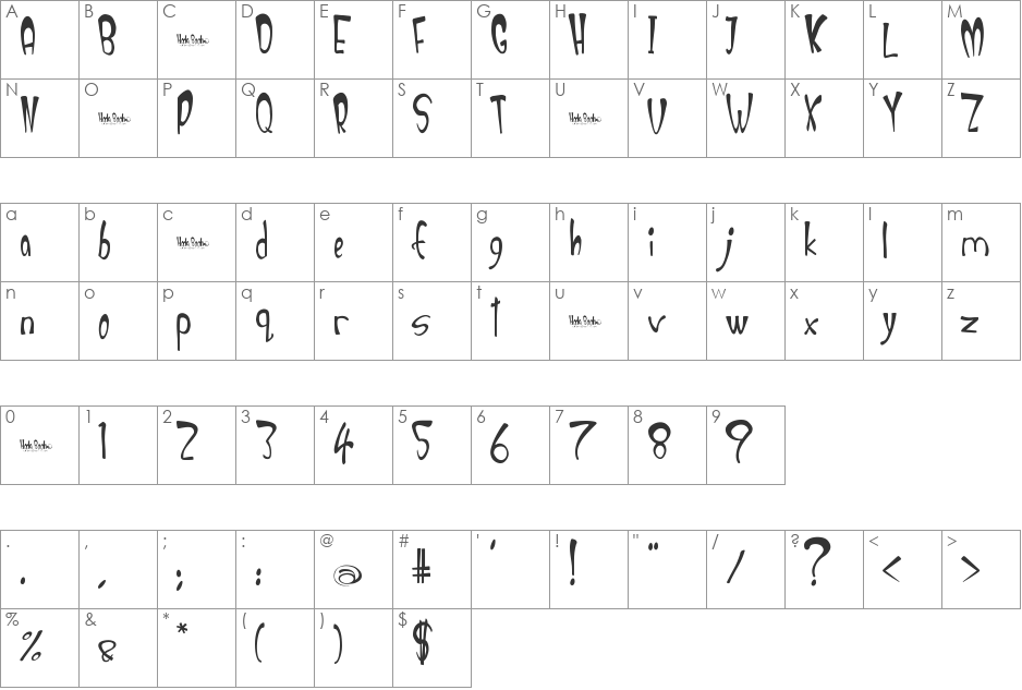 Hoola boola font character map preview
