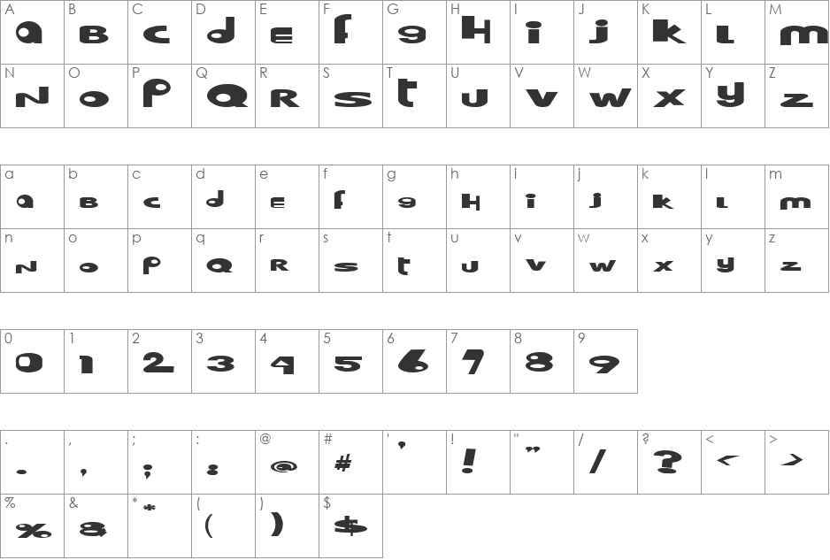 Hooper dooper font character map preview