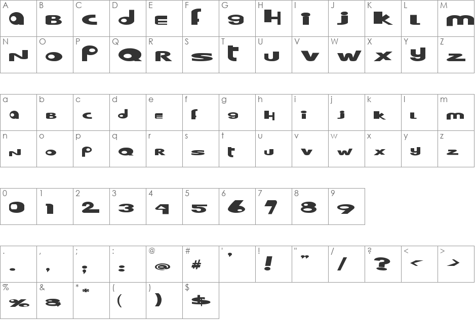 Hooper dooper font character map preview