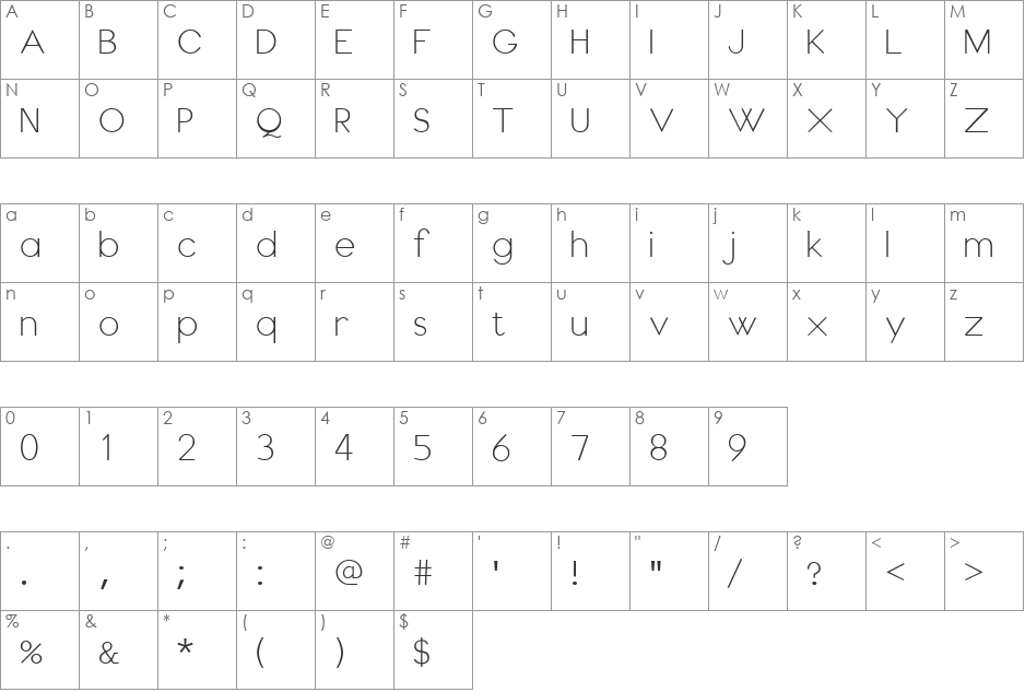 HoosickFalls font character map preview