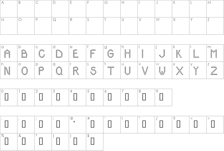 Hooters font character map preview