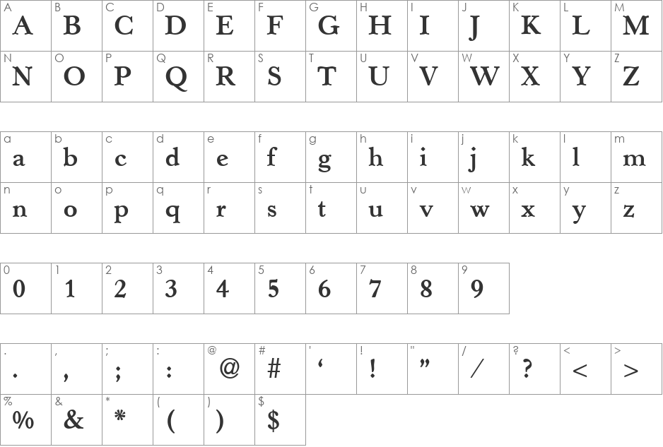 HopperOldStyle font character map preview