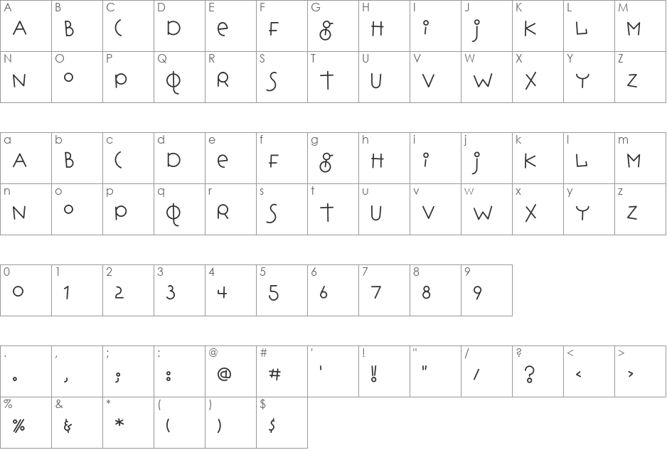 Hopscotch font character map preview