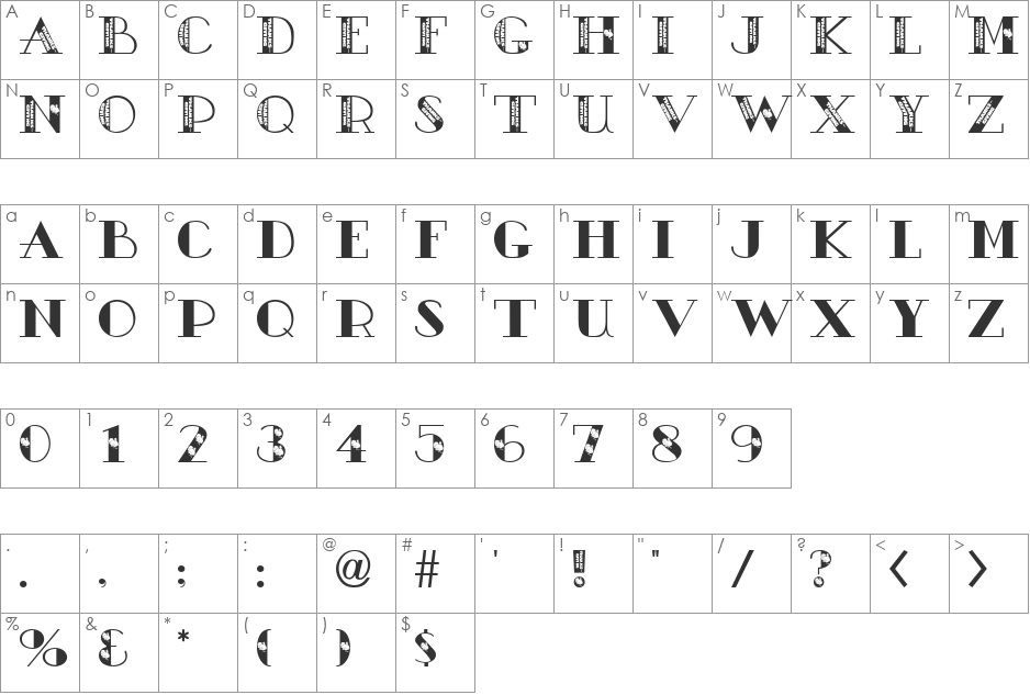 AC1-Thanksgiving font character map preview