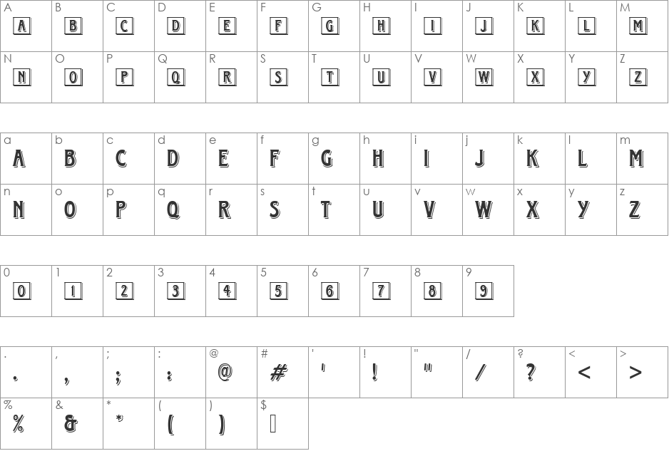 Horndon Becker Initials font character map preview