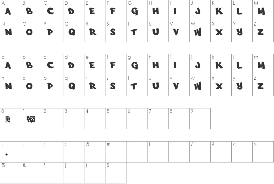 Arfmoochikncheez font character map preview