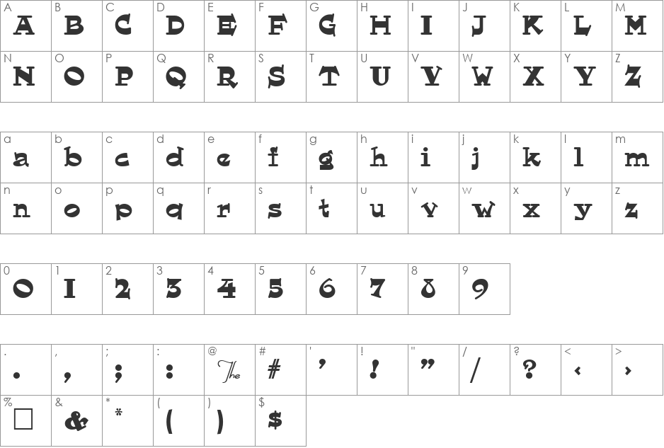 Hornswoggled NF font character map preview