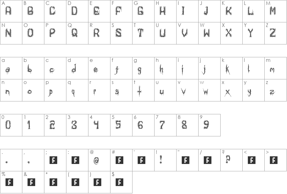 horror23 font character map preview