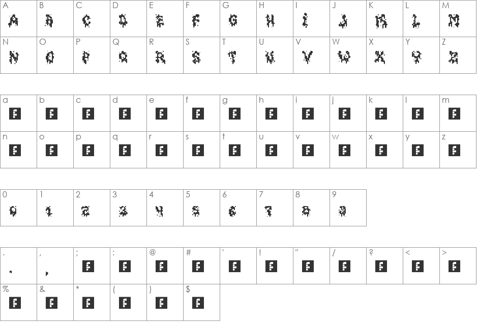 horrorhouse font character map preview