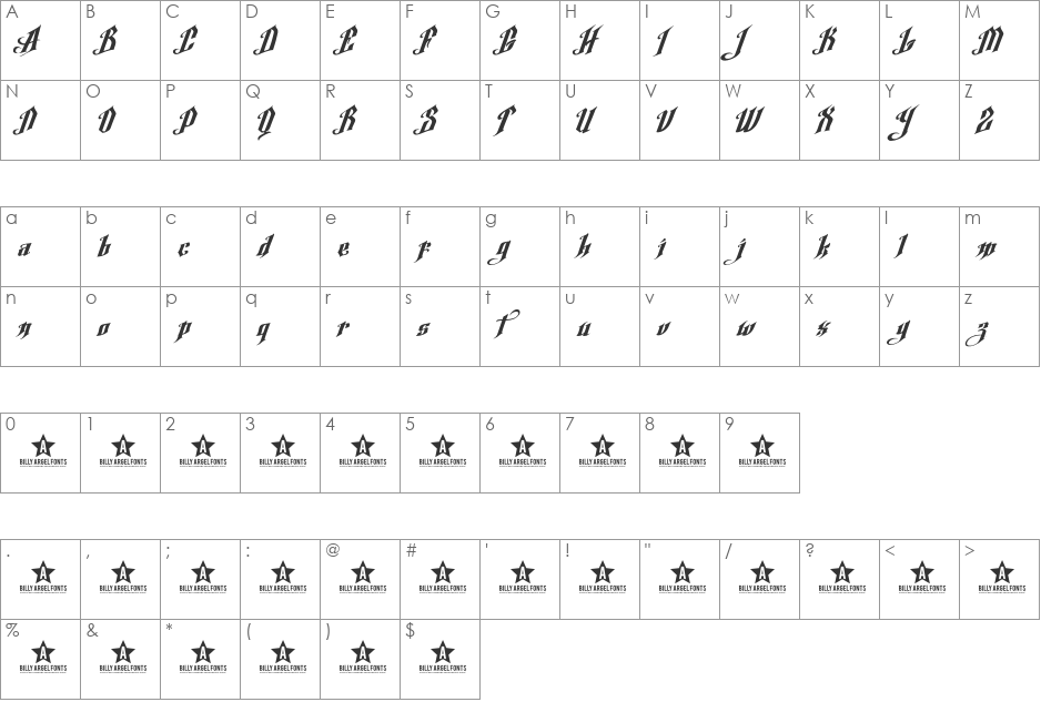 Argel Font font character map preview