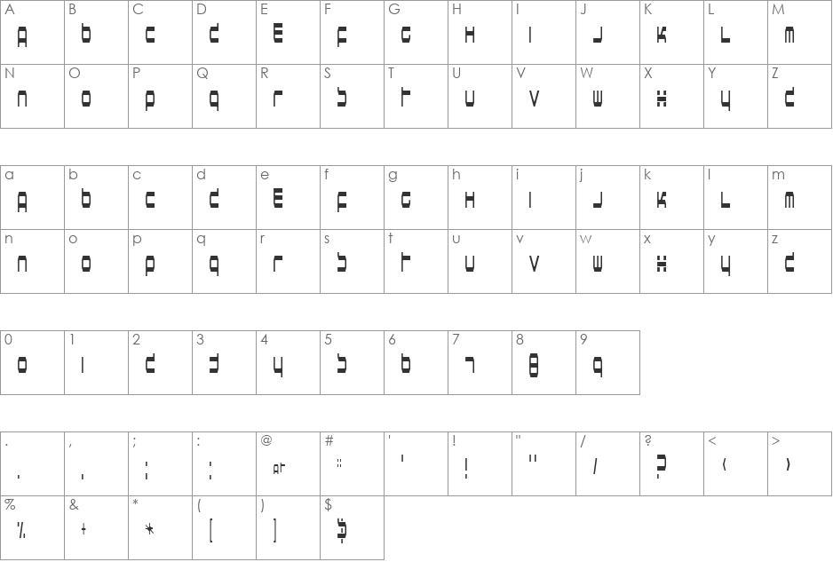 Horsepower font character map preview