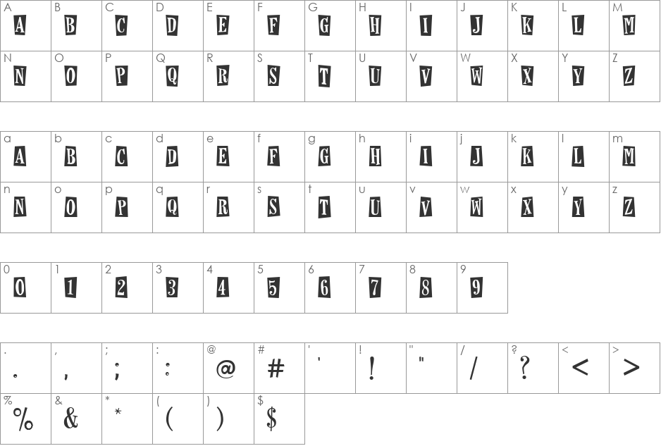 Horseshoes and Lemonade font character map preview