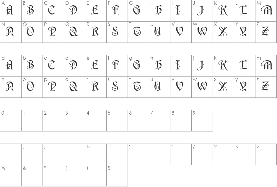 HorstCapitals font character map preview