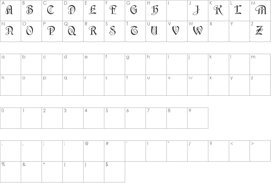 HorstCaps font character map preview