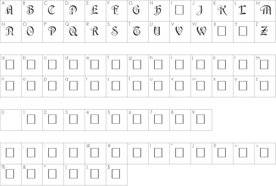 HorstCaps Caps:001.001 font character map preview