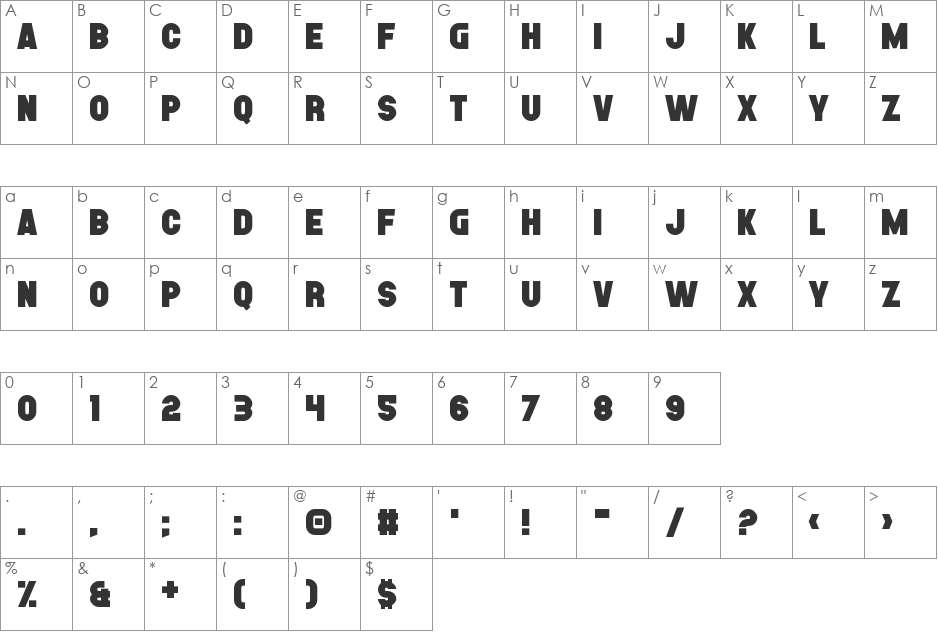 Horticulture font character map preview