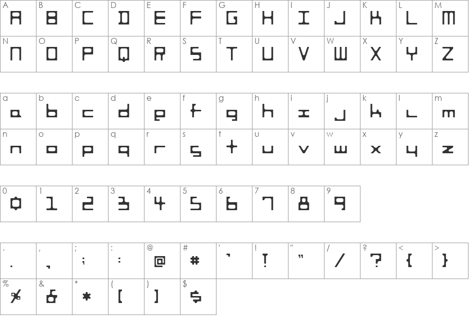 HOSHI font character map preview