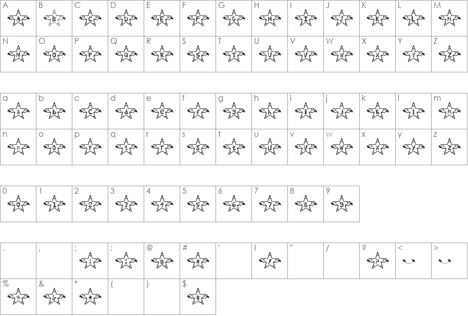 Hoshi Font font character map preview