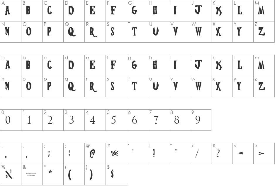 hosteltransilvania font character map preview
