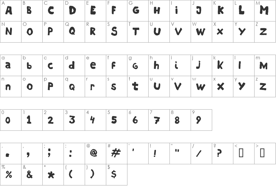 HOSTIAS1.1 font character map preview