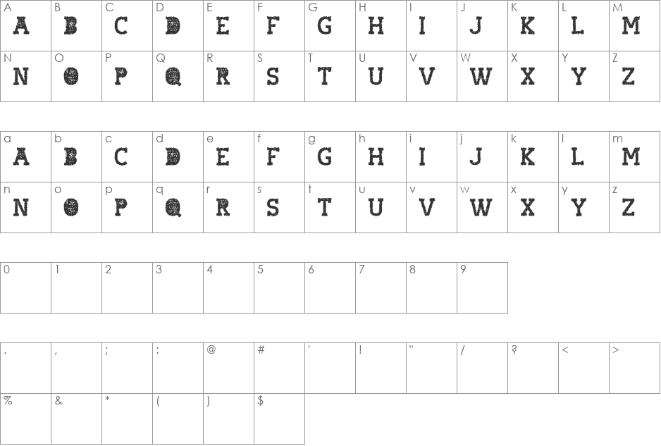 Hostile Headline font character map preview