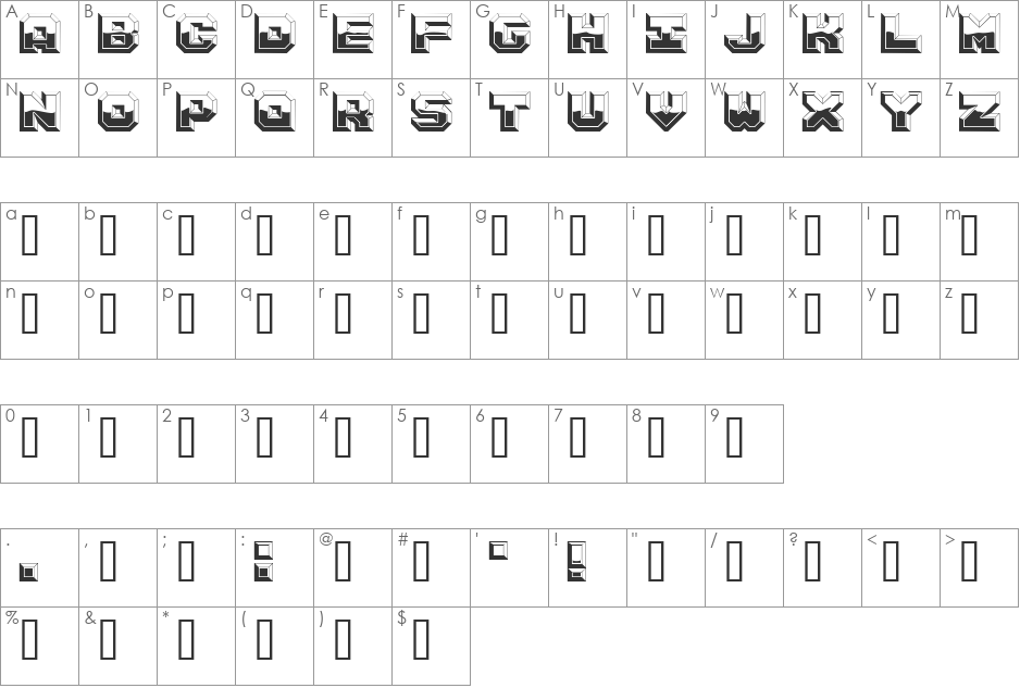 Argentum font character map preview