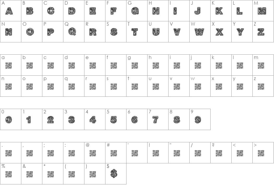 hotrocks font character map preview