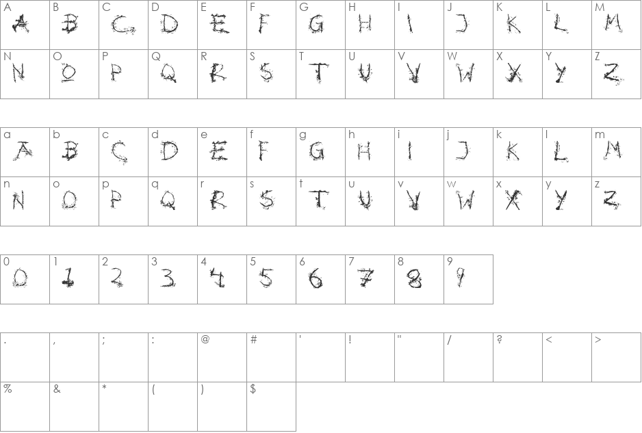 HotsBlots font character map preview