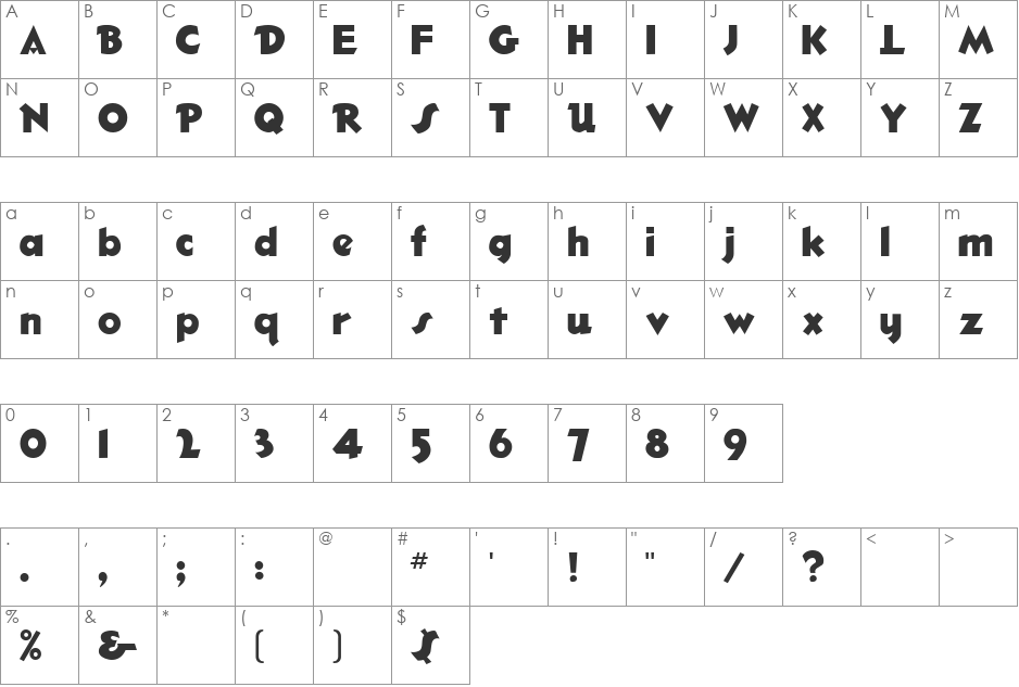 Hotshot2 font character map preview