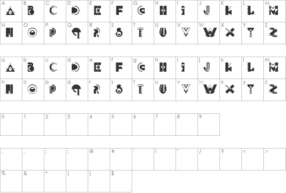 HotSpotCapsSSi font character map preview