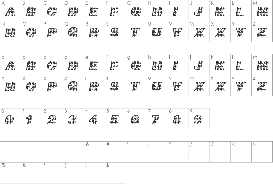 Hounds font character map preview