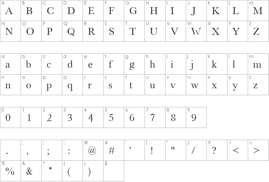 Houndtime font character map preview