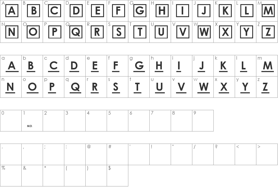 House M.D. font character map preview