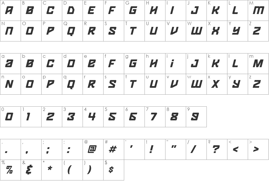 HOUSE3009 font character map preview