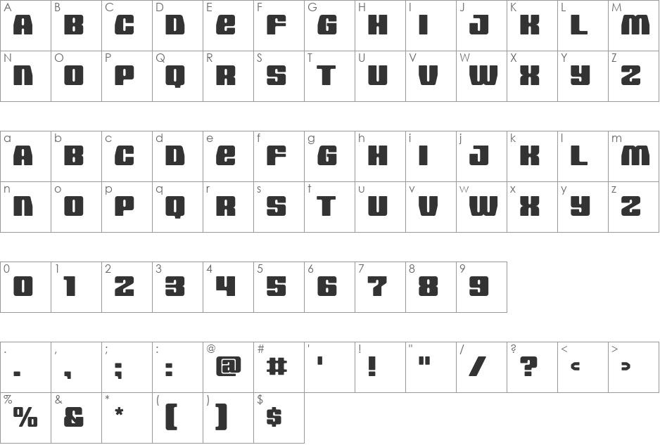 HOUSE3009 font character map preview
