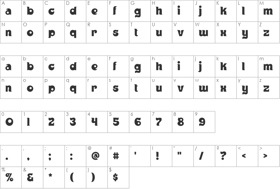 HOUSE3009 font character map preview