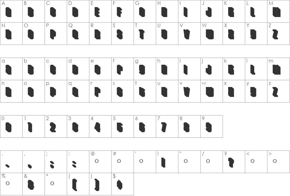 HouseGothic font character map preview