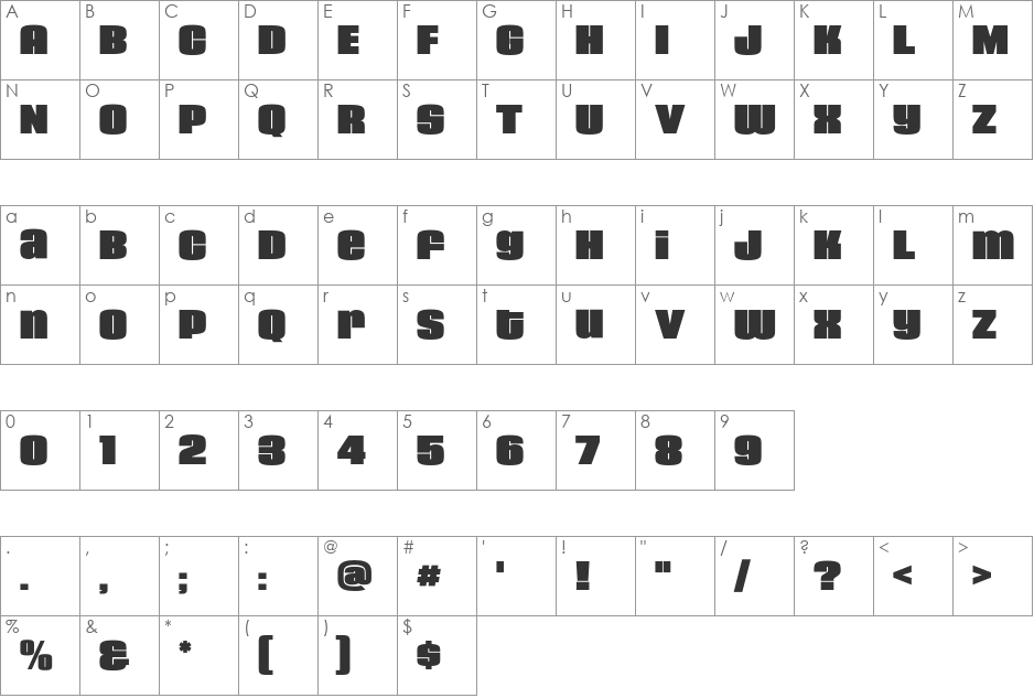 HouseGothicHG23Ext font character map preview