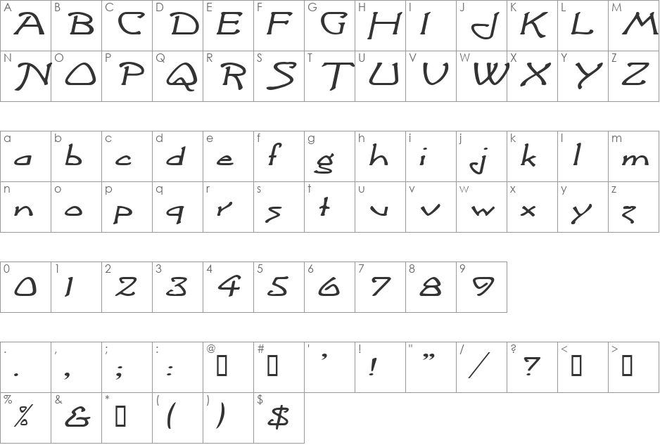 ArgonautExtended font character map preview