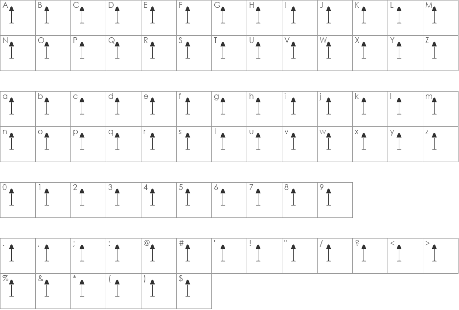 Household font character map preview