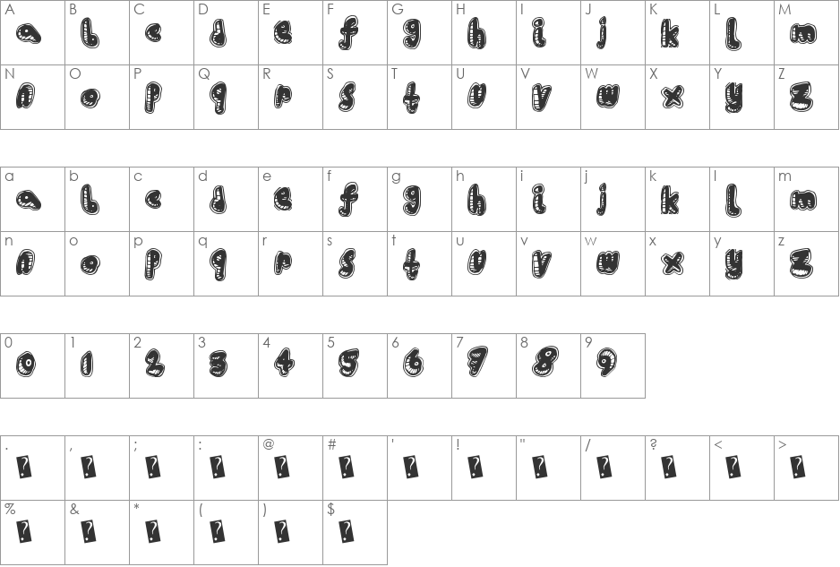 HouseRave font character map preview