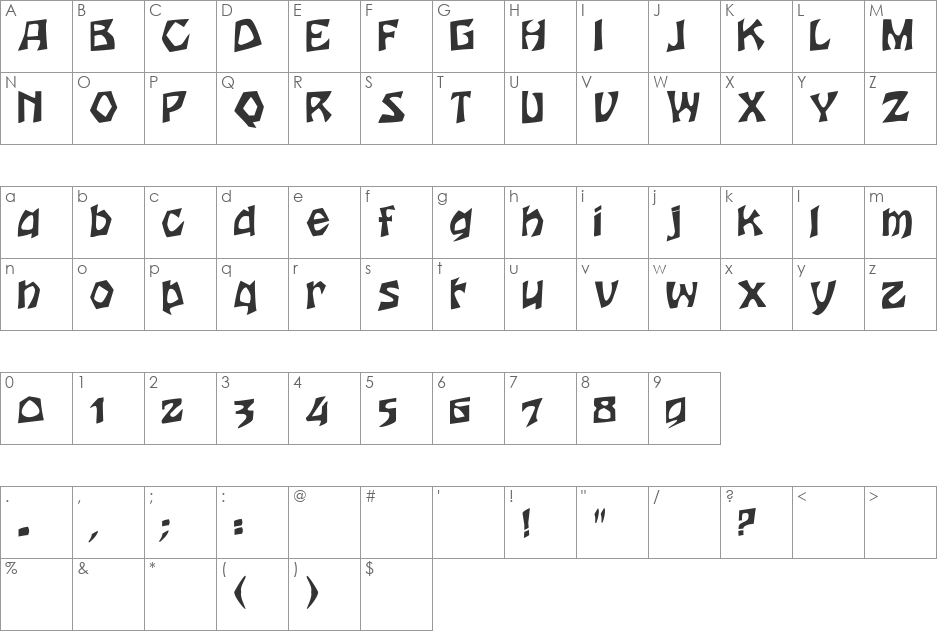 Houters-Normal font character map preview